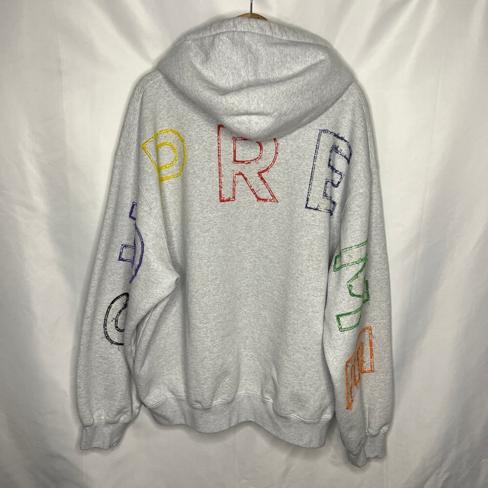 SS25 2025 Supreme NYC Frayed Logo Hooded Sweatshirt in Grey XL